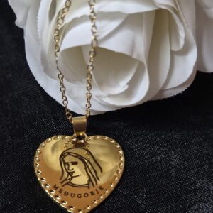 Necklace ,Virgin Mary Međugorje with heart