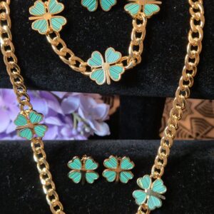 Four-leaf clover set,set - necklace,bracelet,ring,earrings